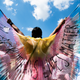 A protestor displays wings while marching on on June 14, 2020 in the Brooklyn borough of New York City.
